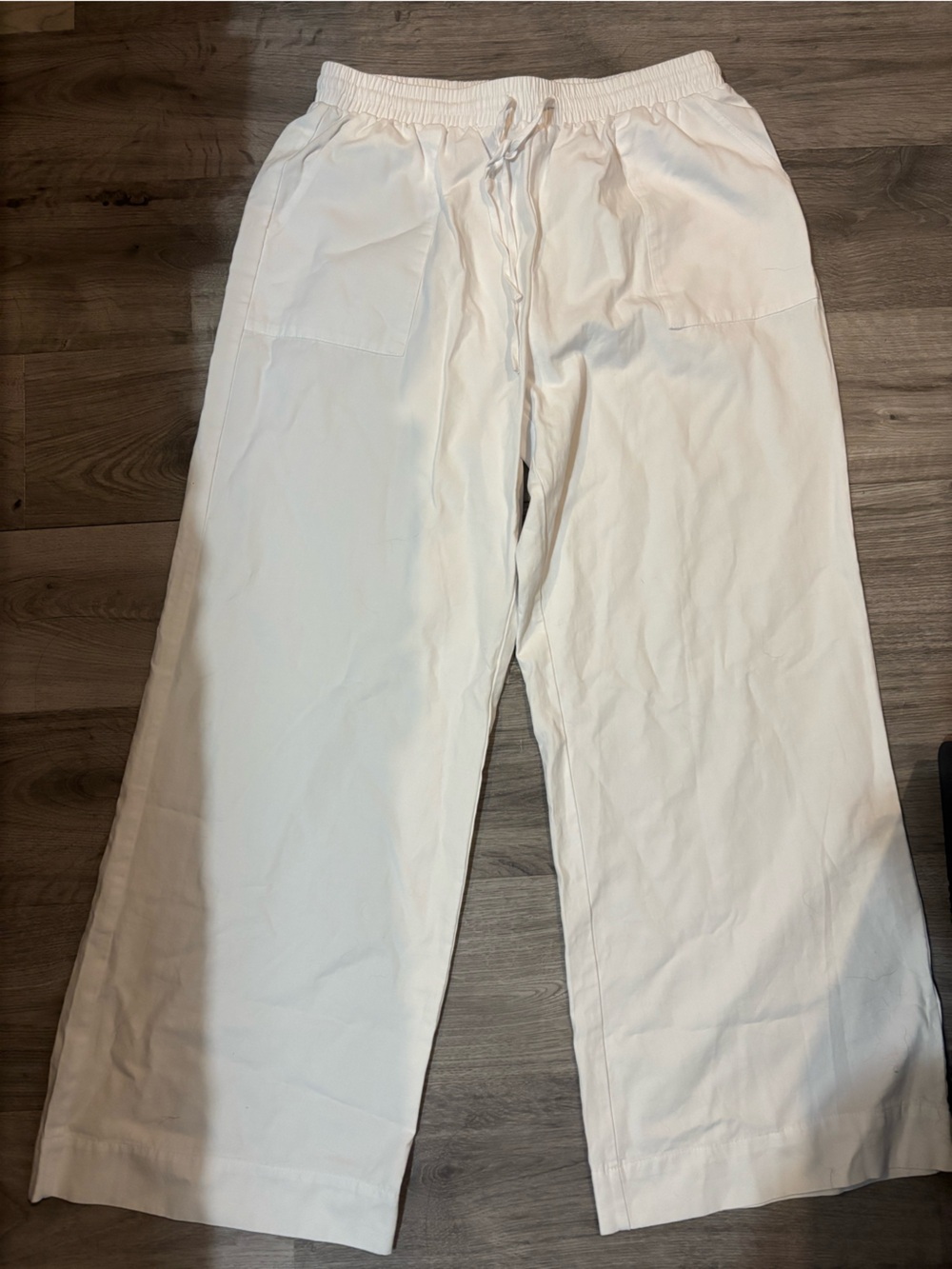 Women's White Drawstring Jogger Pants
